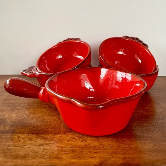 Metlox Poppytrail Red Rooster Vernon Set 4 Open Soup Server/Bowls and Gravy Boat - Picture 1 of 10